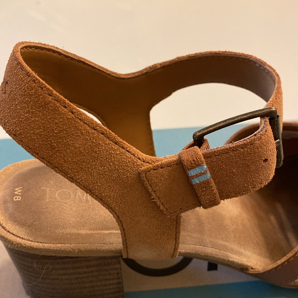 Toms | Estella | Tan Leather/Suede Block Heel Sandals - Picture 9 of 15